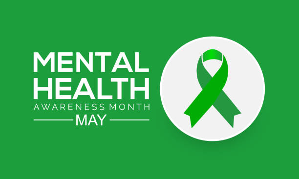 Green ribbon symbol for Mental Health Awareness Month.