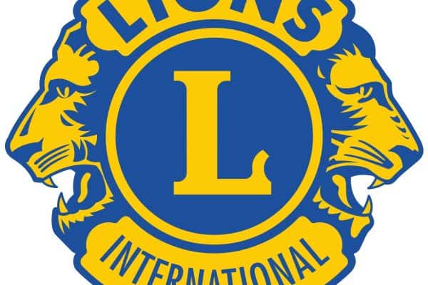 Lions Club International logo with two lions and a large 'L' in the center.