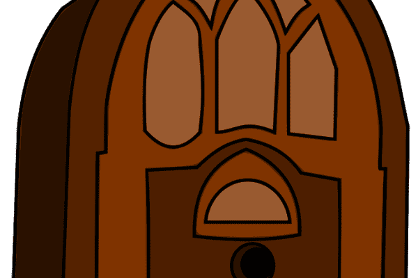 Vintage wooden church window in Riverside Township Illinois.