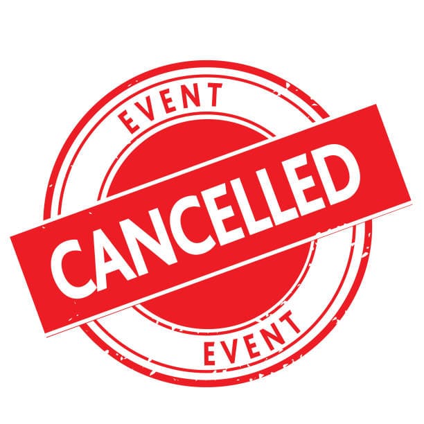 Red canceled event stamp with bold text for Riverside Township of Illinois.