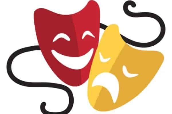 Theater masks representing comedy and tragedy for Riverside Township Illinois.